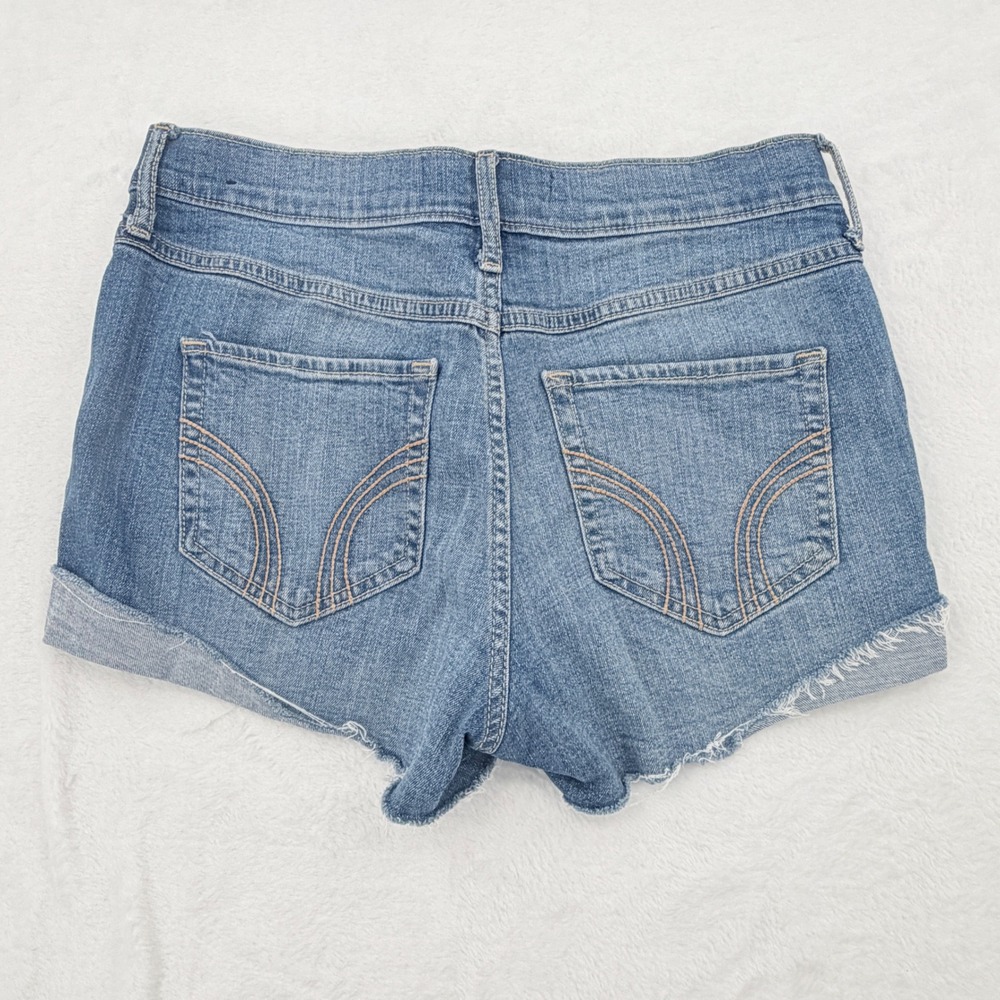 Hollister High Rise Short Short Womens 7/28 Blue Excellent Distressed Denim